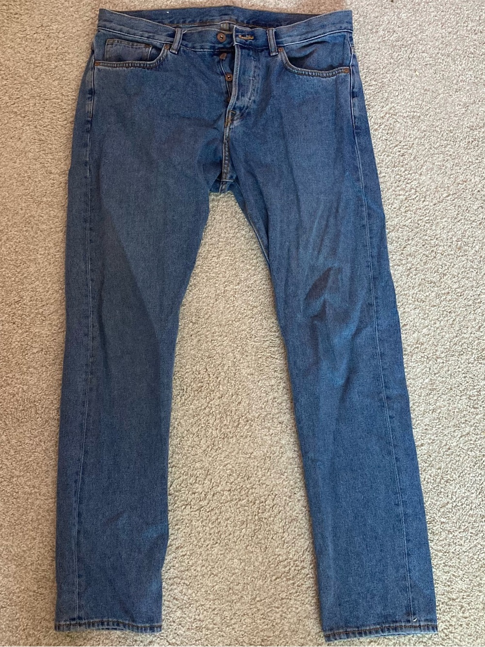 H&M Men's Slim Tapered Regular Waist Blue Denim Jeans